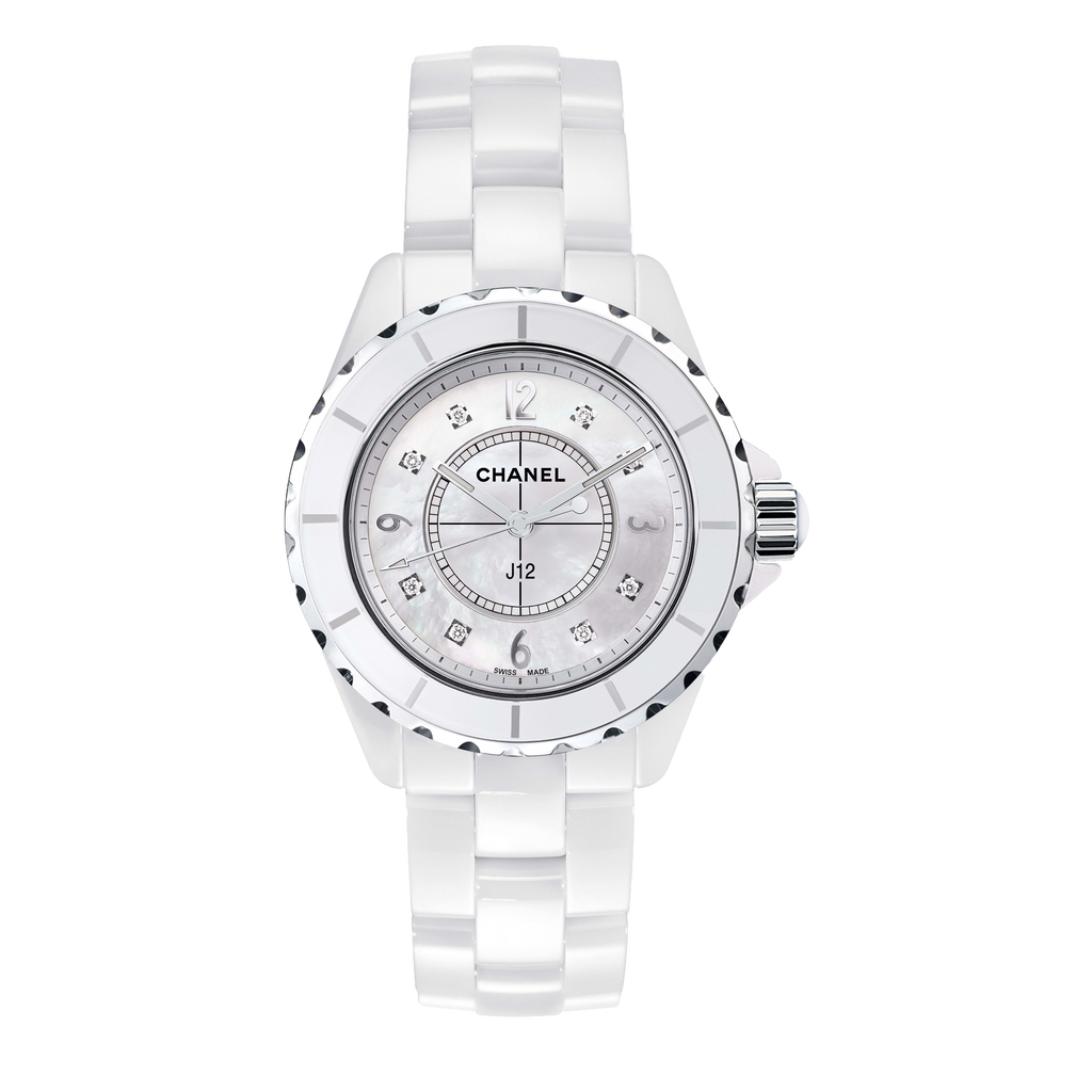 Chanel J12 Diamonds Quartz Ceramic White Dial White Steel Strap Watch for Women - J12 H2422 Buy Now By Chanel