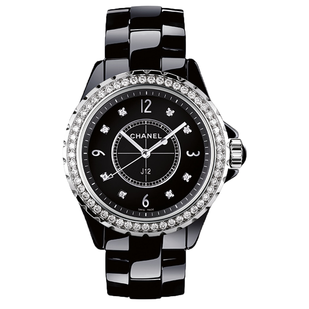 Chanel J12 Diamonds Ceramic Black Dial Black Steel Strap Watch for Women - J12 H3108 Buy Now By Chanel