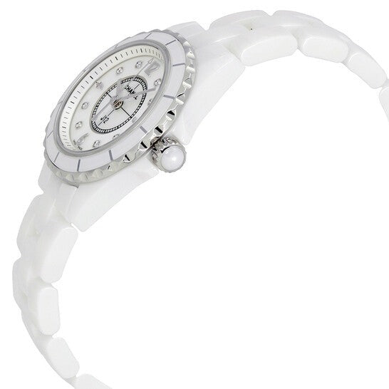 Chanel J12 Diamonds Quartz Mother of Pearl White Dial White Steel Strap Watch for Women - J12 H2570 Buy Now By Chanel