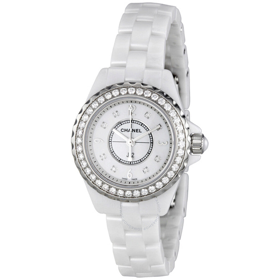 Chanel J12 Diamonds Quartz White Dial White Steel Strap Watch for Women - J12 H2572 Buy Now By Chanel
