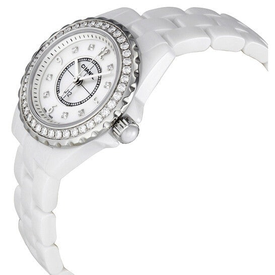 Chanel J12 Diamonds Quartz White Dial White Steel Strap Watch for Women - J12 H2572 Buy Now By Chanel