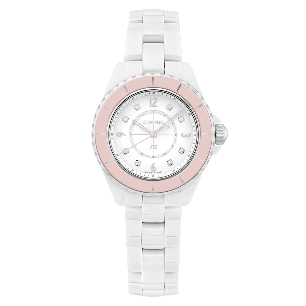 Chanel J12 Quartz Diamonds Ceramic White Dial White Steel Strap Watch for Women - J12 H4466 Buy Now By Chanel