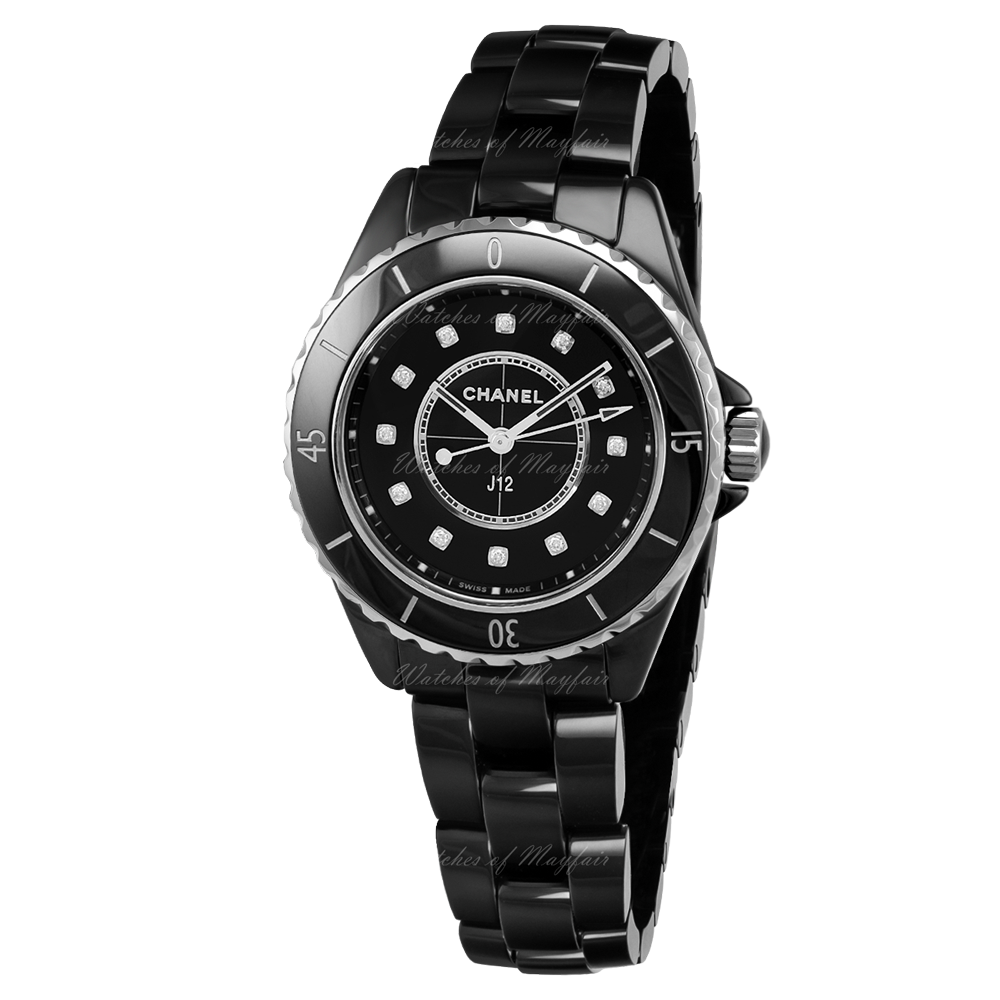 Chanel J12 Quartz Diamonds Black Dial Black Steel Strap Watch for Women - J12 H5701 Buy Now By Chanel