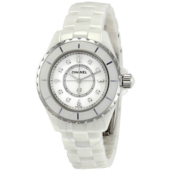 Chanel J12 Diamonds Quartz Ceramic White Dial White Steel Strap Watch for Women - J12 H2422 Buy Now By Chanel