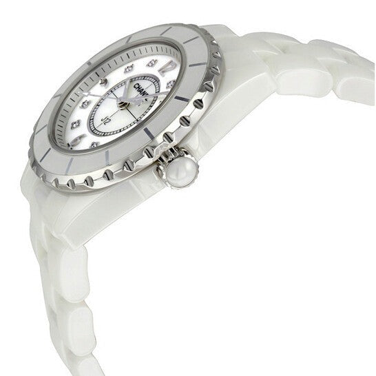 Chanel J12 Diamonds Quartz Ceramic White Dial White Steel Strap Watch for Women - J12 H2422 Buy Now By Chanel