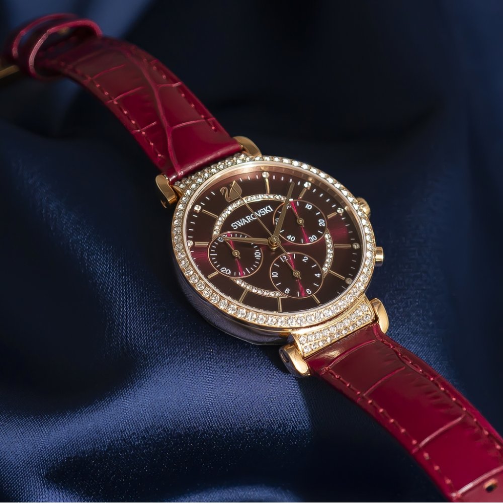Swarovski Passage Chrono Red Dial Red Leather Strap Watch for Women - 5580345 Buy Now By Swarovski
