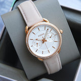 Fossil Tailor Quartz White Dial Pink Leather Strap Watch for Women - ES4393 Buy Now By Fossil