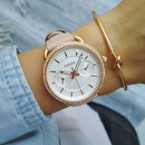 Fossil Tailor Quartz White Dial Pink Leather Strap Watch for Women - ES4393 Buy Now By Fossil