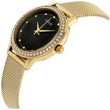 Guess Chelsea Crystals Black Dial Gold Mesh Bracelet Watch For Women - W0647L8 Buy Now By Guess