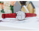 Tissot Chemin Des Tourelles Automatic Mother of Pearl White Dial Red Leather Strap Watch For Women - T099.207.16.118.00 Buy Now By Tissot
