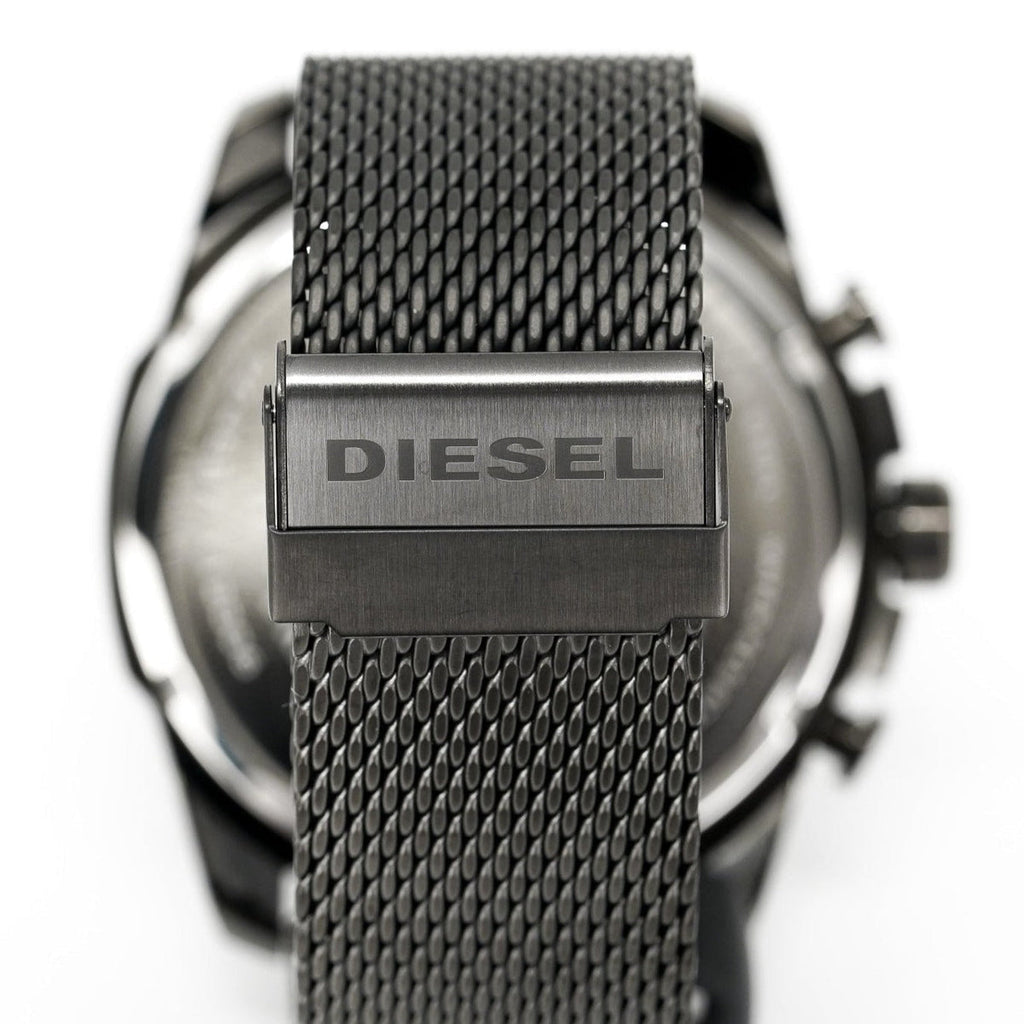 Diesel Mega Chief Chronograph Black Dial Black Mesh Strap Watch For Men - DZ4527 Buy Now By Diesel
