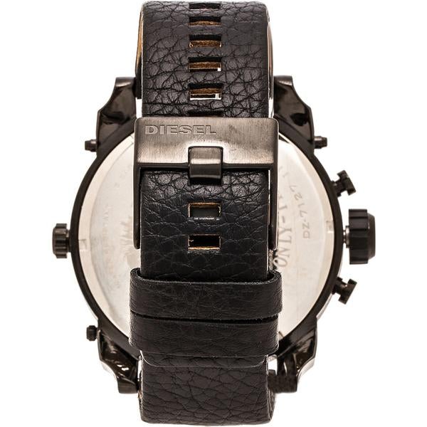 Diesel Big Daddy Blue Dial Black Leather Strap Watch For Men - DZ7127 Buy Now By Diesel