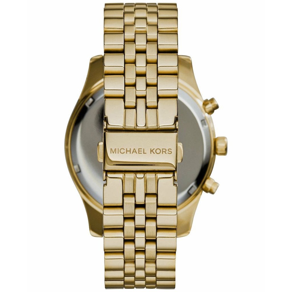 Michael Kors Lexington Chronograph Black Dial Gold Steel Strap Watch for Men - MK8286 Buy Now By Michael Kors