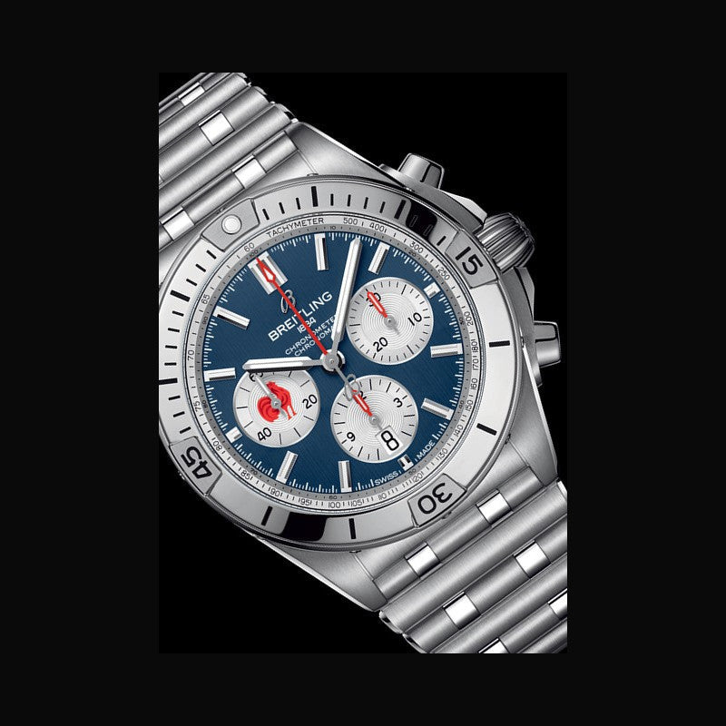Breitling Chronomat B01 42 Six Nations France Blue Dial Silver Steel Strap Watch for Men - AB0134A81C1A1 Buy Now By Breitling