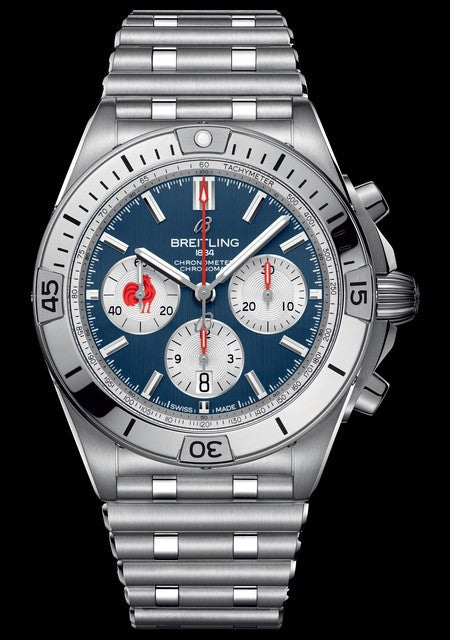 Breitling Chronomat B01 42 Six Nations France Blue Dial Silver Steel Strap Watch for Men - AB0134A81C1A1 Buy Now By Breitling