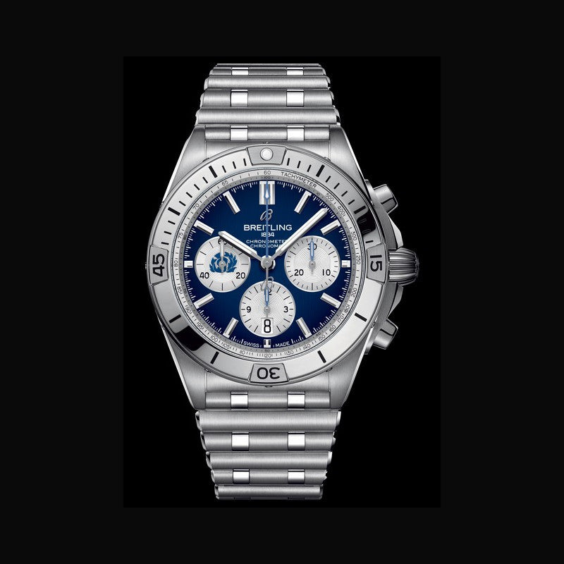 Breitling Chronomat B01 42 Six Nations Scotland Blue Dial Silver Steel Strap Watch for Men - AB0134A51C1A1 Buy Now By Breitling