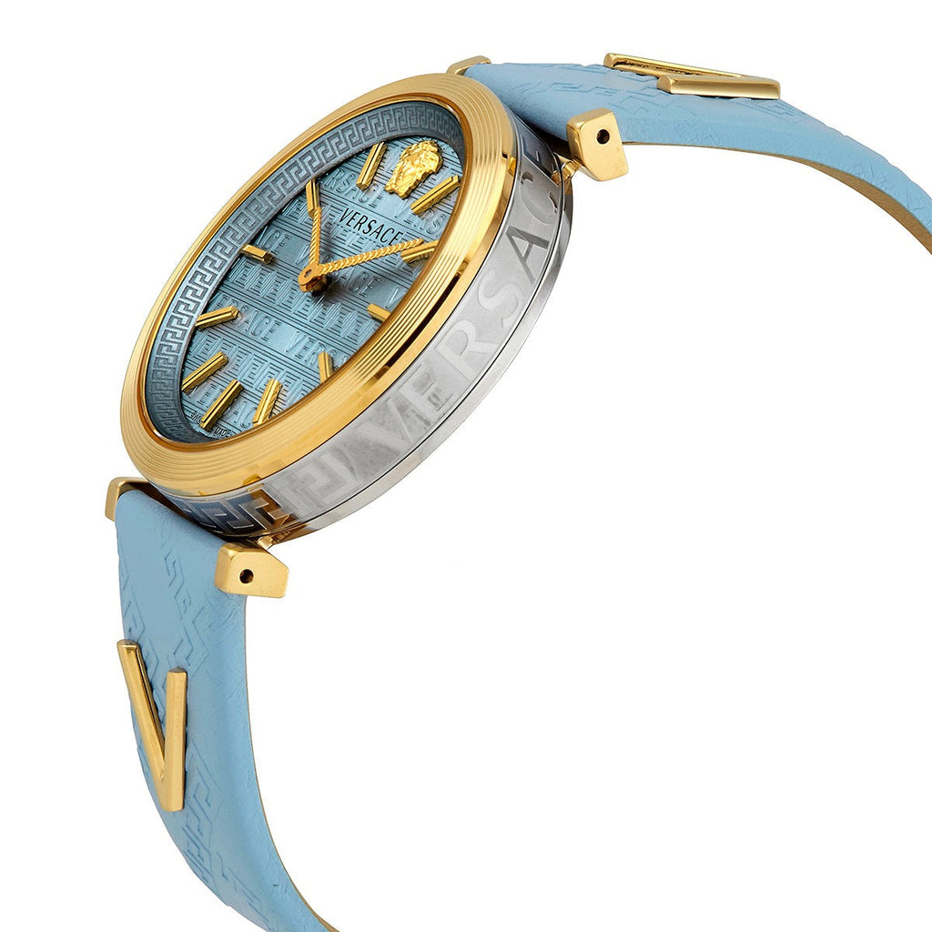 Versace V-Twist Blue Dial Blue Leather Strap Watch for Women - VELS00319 Buy Now By Versace