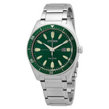 Citizen Eco Drive Vintage Green Dial Silver Steel Strap Watch For Men - AW1598-70X Buy Now By Citizen