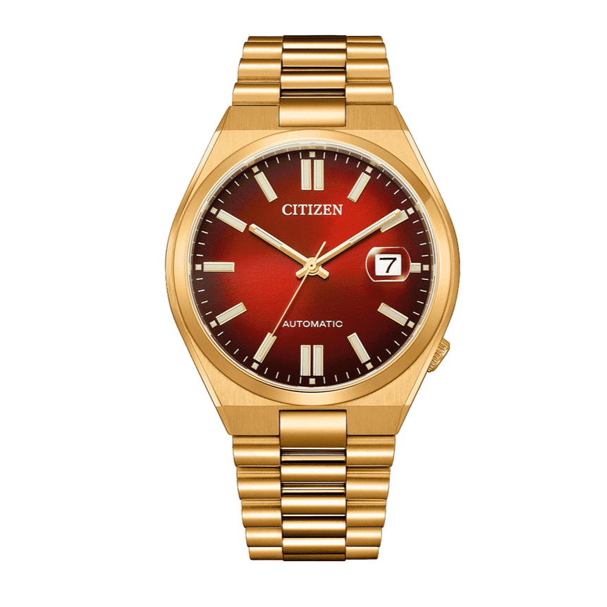 Citizen Tsuyosa Automatic Red Dial Gold Steel Strap Watch For Men - NJ0153-82X Buy Now By Citizen