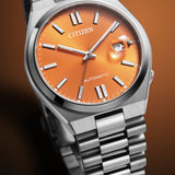 Citizen Tsuyosa Automatic Orange Dial Silver Steel Strap Watch For Men - NJ0151-88Z Buy Now By Citizen