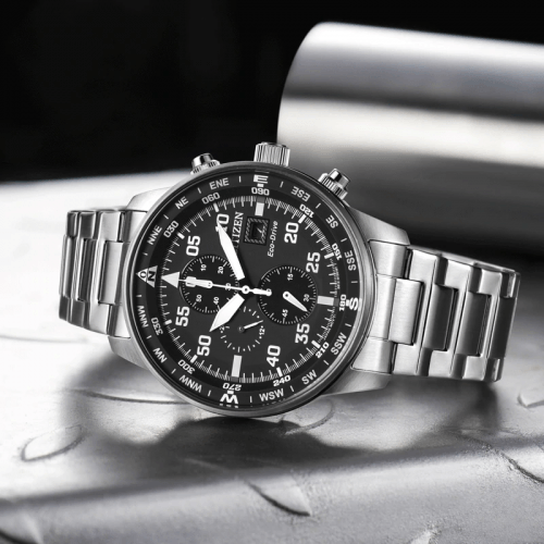 Citizen Eco Drive Chronograph Black Dial Silver Steel Strap Watch For Men - CA0690-88E Buy Now By Citizen