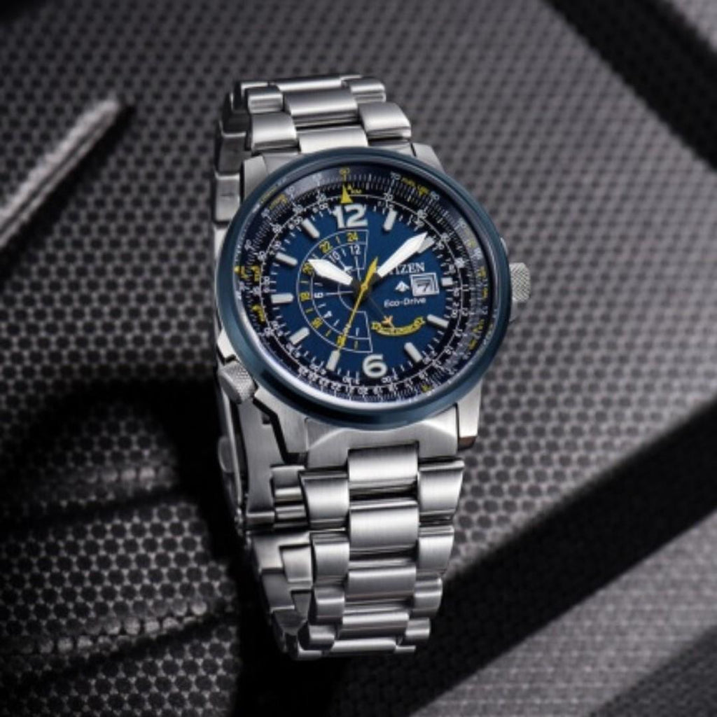 Citizen Promaster Nighthawk Eco Drive Navy Blue Dial Silver Steel Strap Watch For Men - BJ7006-56L Buy Now By Citizen