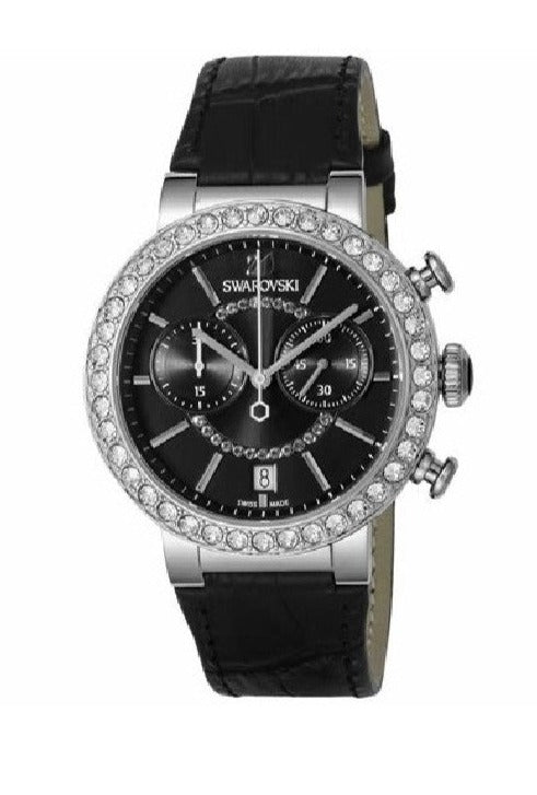Swarovski Citra Sphere Chronograph Black Dial Black Leather Strap Watch for Women - 5027131 Buy Now By Swarovski