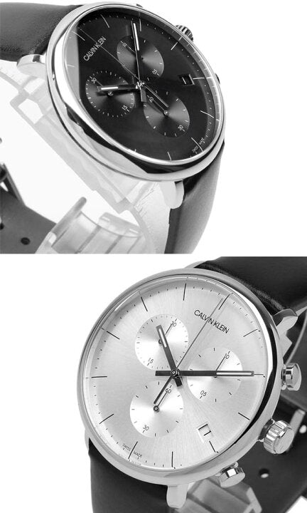 Calvin Klein High Noon Chronograph White Dial Black Leather Strap Watch for Men - K8M271C6 Buy Now By Calvin Klein