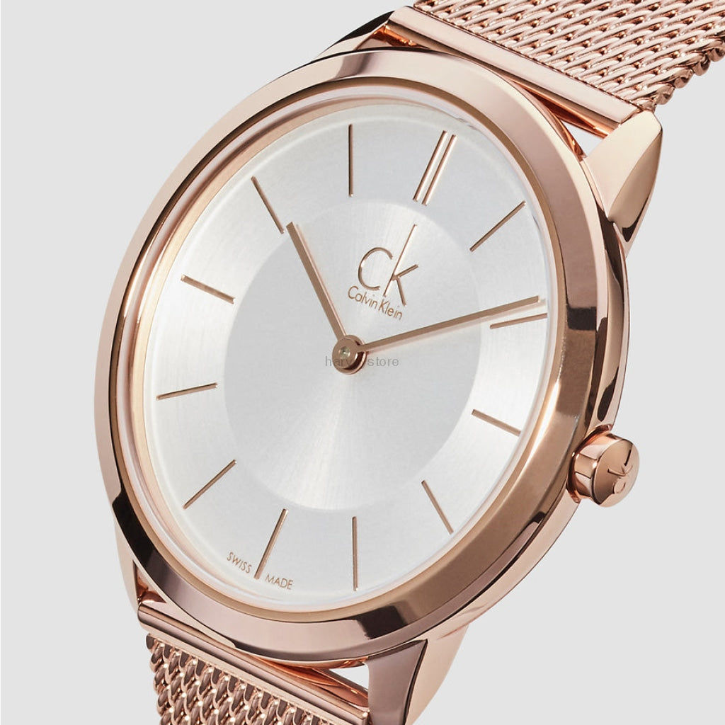 Calvin Klein Minimal White Dial Rose Gold Mesh Bracelet Watch for Women - K3M22626 Buy Now By Calvin Klein