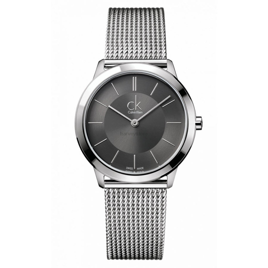 Calvin Klein Minimal Grey Dial Silver Mesh Bracelet Watch for Men - K3M22124 Buy Now By Calvin Klein