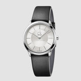 Calvin Klein Minimal Silver Dial Black Leather Strap Watch for Women - K3M221C6 Buy Now By Calvin Klein