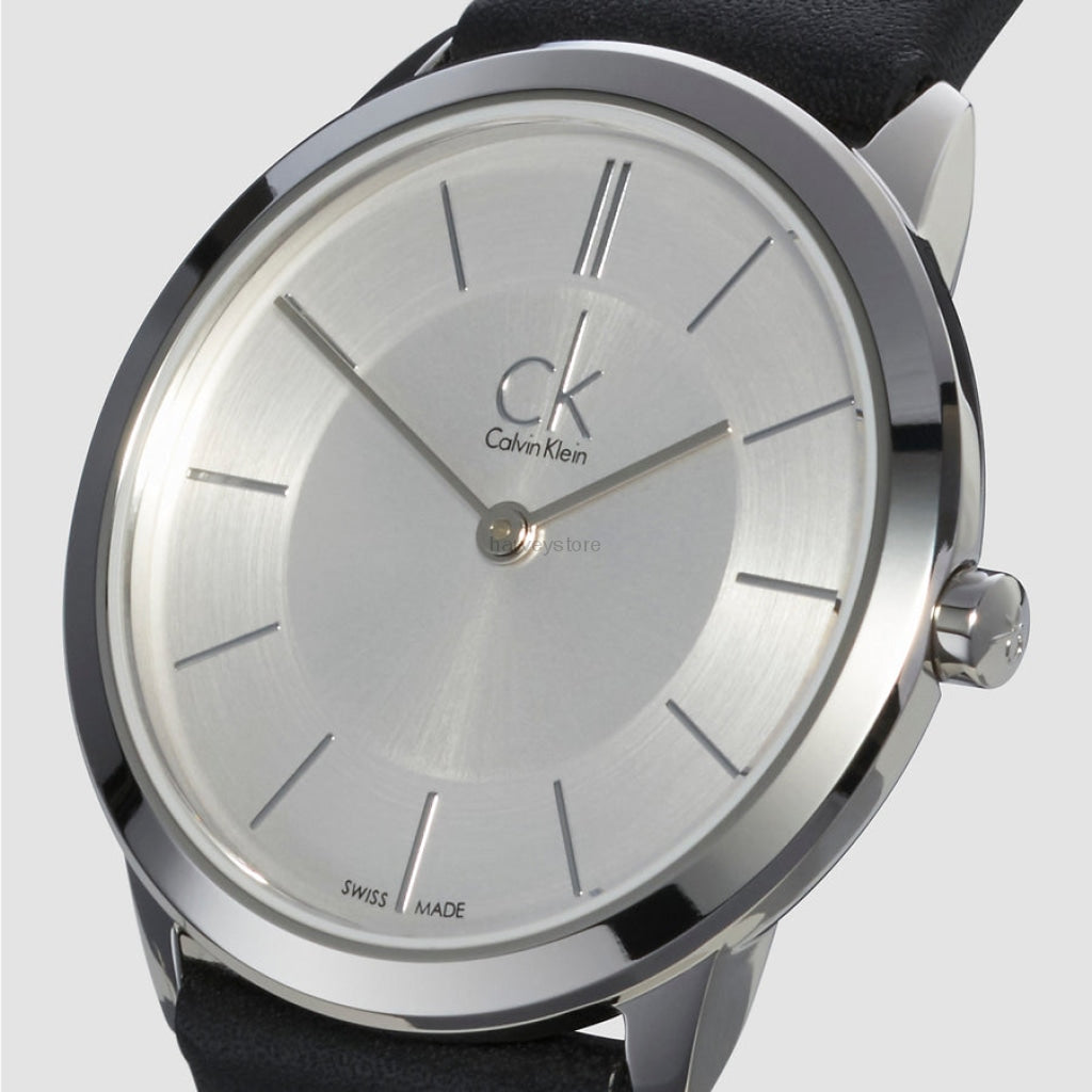 Calvin Klein Minimalist White Dial Black Leather Strap Watch for Men - K3M211C6 Buy Now By Calvin Klein
