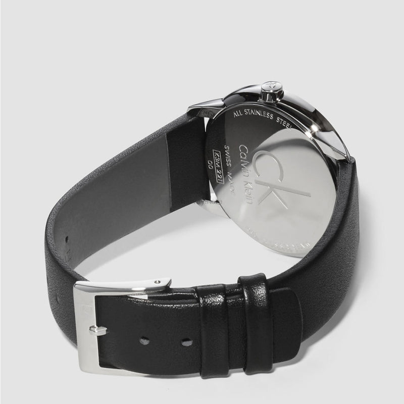 Calvin Klein Minimal Silver Dial Black Leather Strap Watch for Women - K3M221C6 Buy Now By Calvin Klein