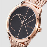 Calvin Klein Minimal Black Dial Rose Gold Mesh Bracelet Watch for Men - K3M22621 Buy Now By Calvin Klein