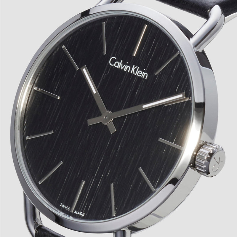 Calvin Klein Even Black Dial Black Leather Strap Watch for Women - K7B231C1 Buy Now By Calvin Klein