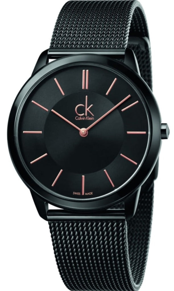 Calvin Klein Minimal Black Dial Black Mesh Bracelet Watch for Men - K3M21421 Buy Now By Calvin Klein