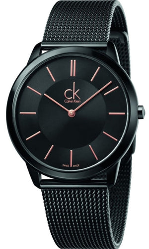 Calvin Klein Minimal Black Dial Black Mesh Bracelet Watch for Men - K3M21421 Buy Now By Calvin Klein