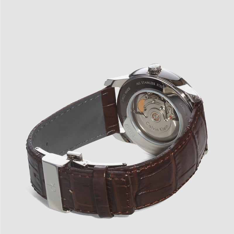 Calvin Klein Infinity Silver Dial Brown Leather Strap Watch for Men - K5S341G6 Buy Now By Calvin Klein
