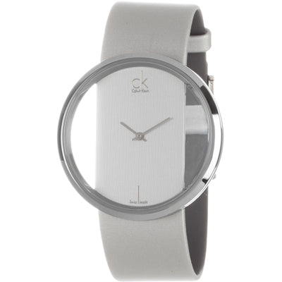 Calvin Klein Glam Transparent Silver Dial Grey Leather Strap Watch for Women - K9423193 Buy Now By Calvin Klein