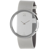Calvin Klein Glam Transparent Silver Dial Grey Leather Strap Watch for Women - K9423193 Buy Now By Calvin Klein