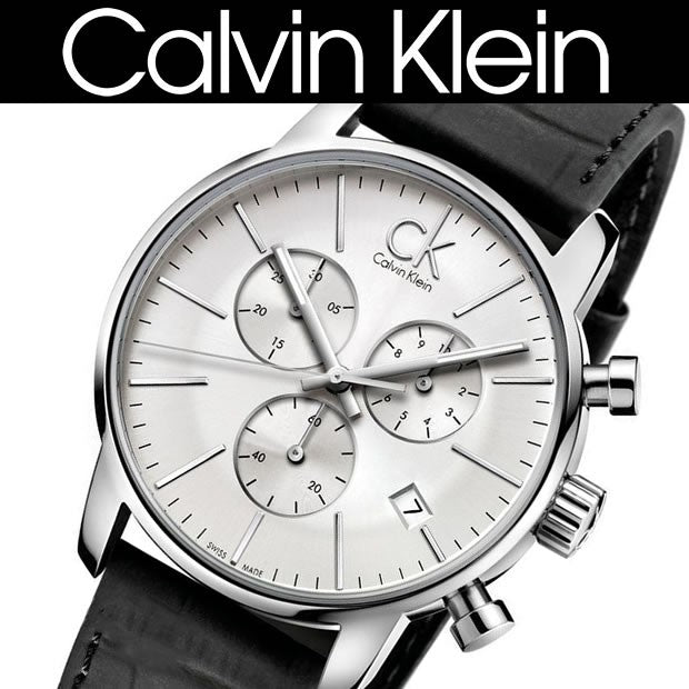 Calvin Klein City Chronograph Silver Dial Black Leather Strap Watch for Men - K2G271C6 Buy Now By Calvin Klein