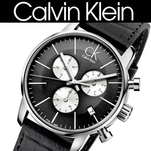 Calvin Klein City Chronograph Black Dial Black Leather Strap Watch for Men - K2G271CX Buy Now By Calvin Klein
