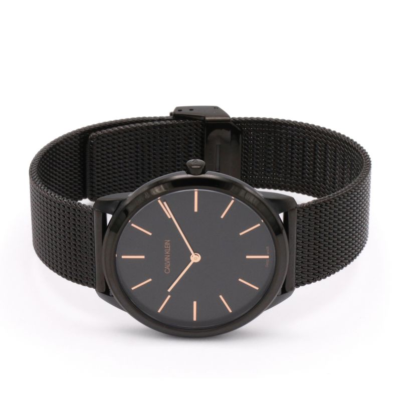 Calvin Klein Minimal Black Dial Black Mesh Bracelet Watch for Men - K3M21421 Buy Now By Calvin Klein