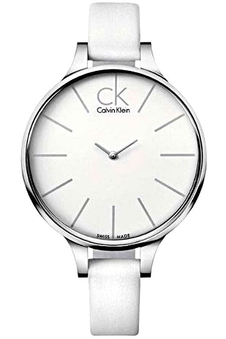 Calvin Klein Equal White Dial White Leather Strap Watch for Women - K3E231L6 Buy Now By Calvin Klein