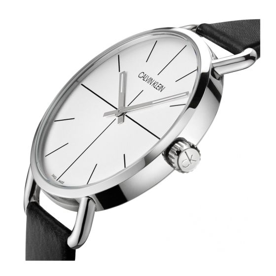 Calvin Klein Even Silver Dial Black Leather Strap Watch for Men - K7B211CY Buy Now By Calvin Klein