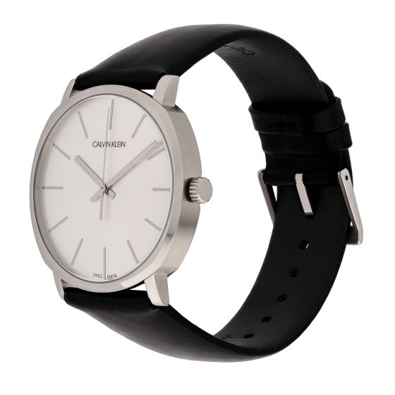 Calvin Klein Posh Silver Dial Black Leather Strap Watch for Men - K8Q311C6 Buy Now By Calvin Klein