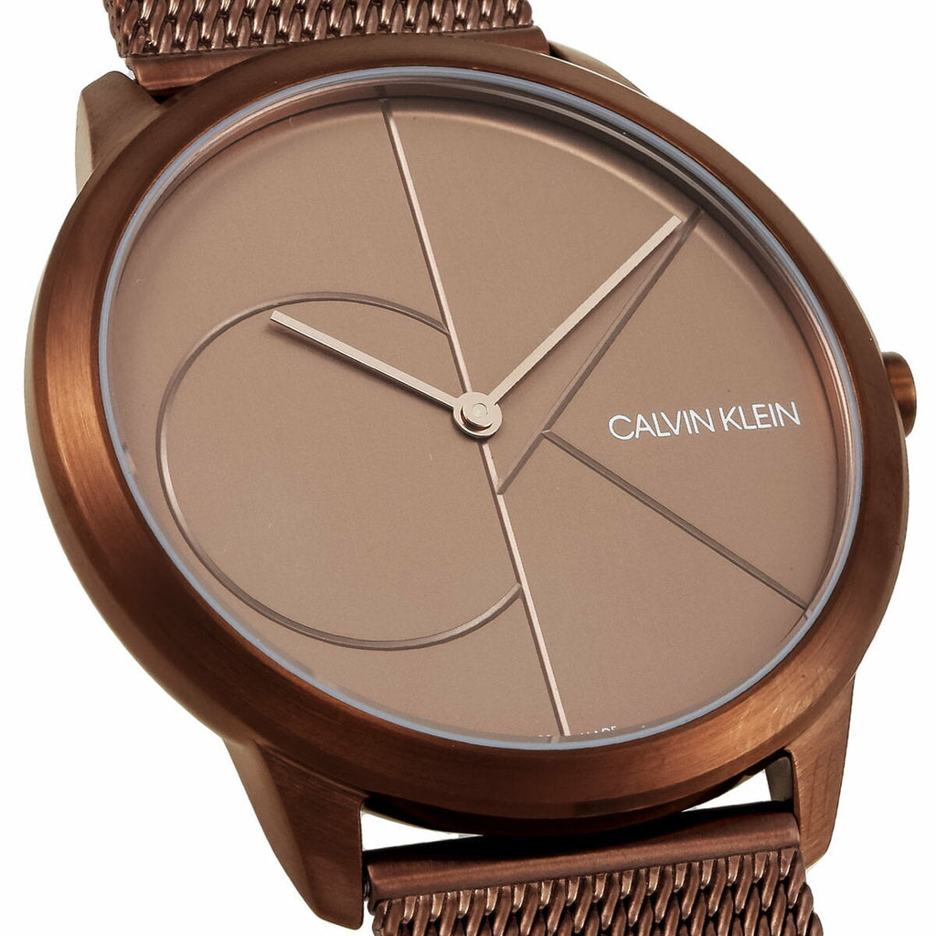 Calvin Klein Minimal Quartz Pink Gold Dial Pink Gold Mesh Bracelet Watch for Men - K3M11TFK Buy Now By Calvin Klein