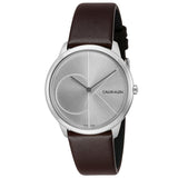 Calvin Klein Minimal Silver Dial Brown Leather Strap Watch for Men - K3M211G6 Buy Now By Calvin Klein