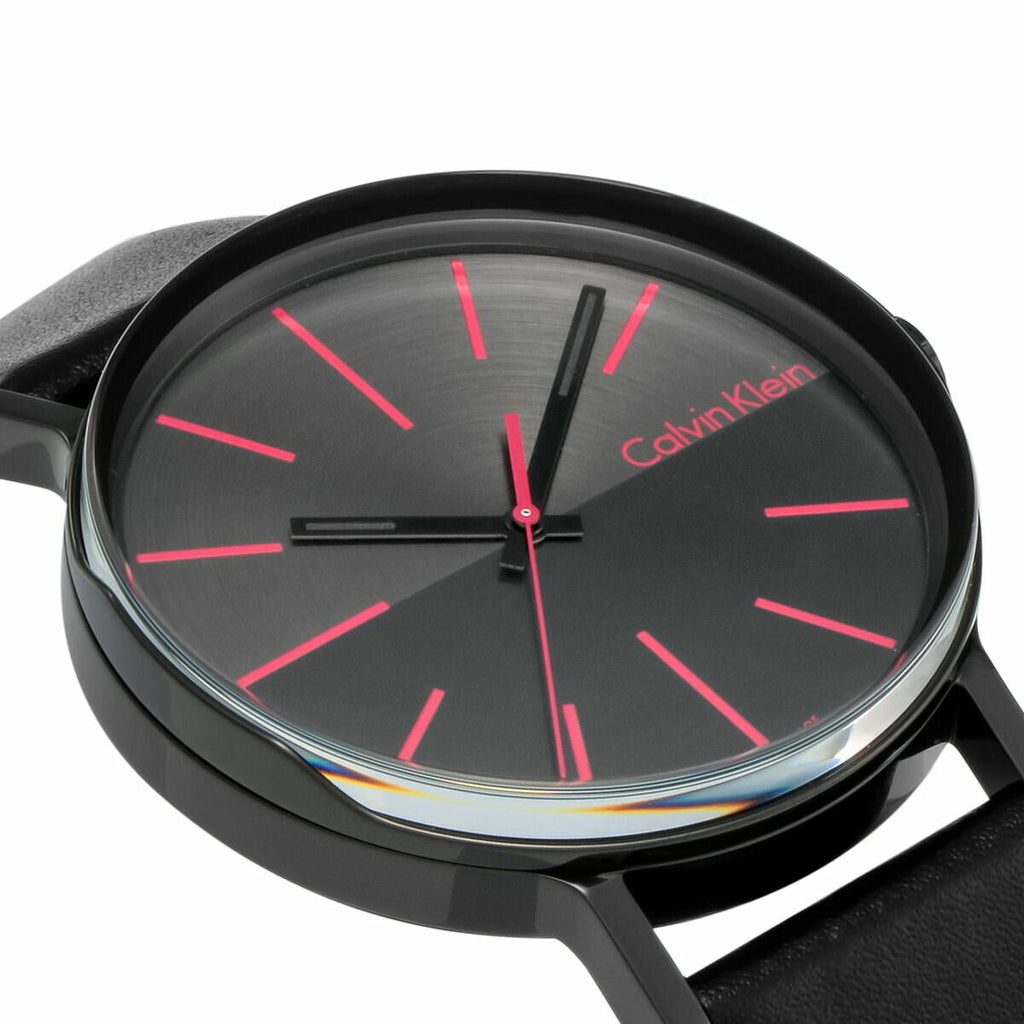 Calvin Klein Boost Black Dial Black Leather Strap Watch for Men - K7Y214CY Buy Now By Calvin Klein