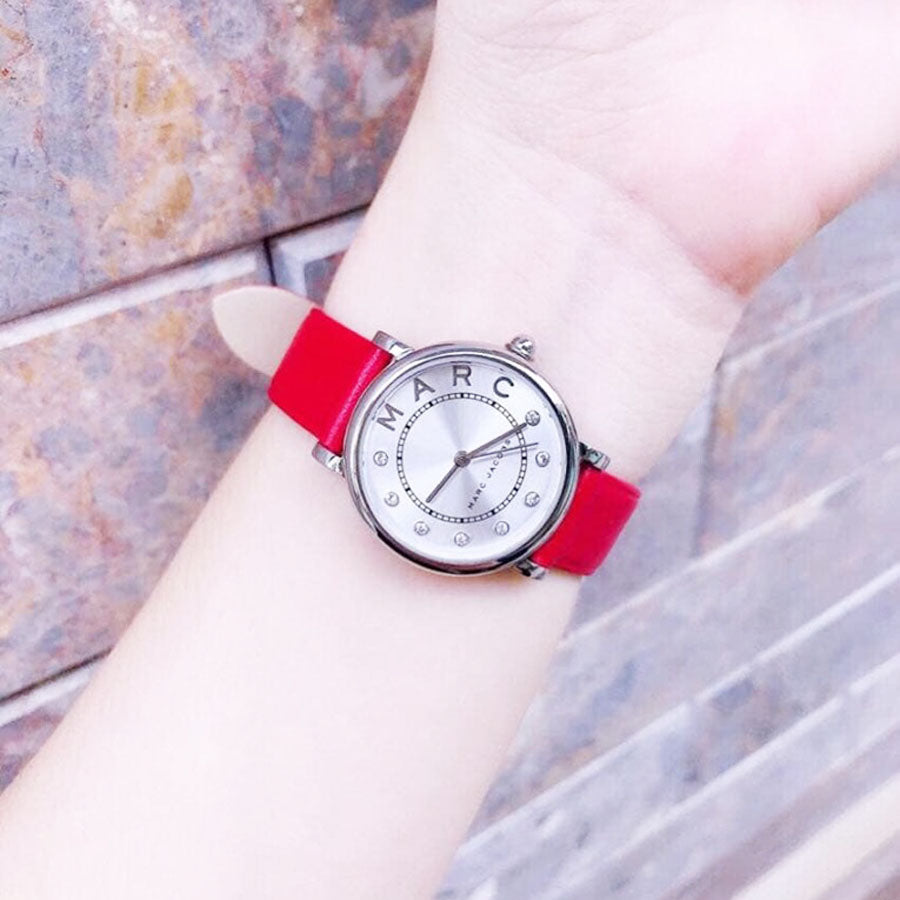 Marc Jacobs Roxy Silver Dial Red Leather Strap Watch for Women - MJ1632 Buy Now By Marc Jacobs